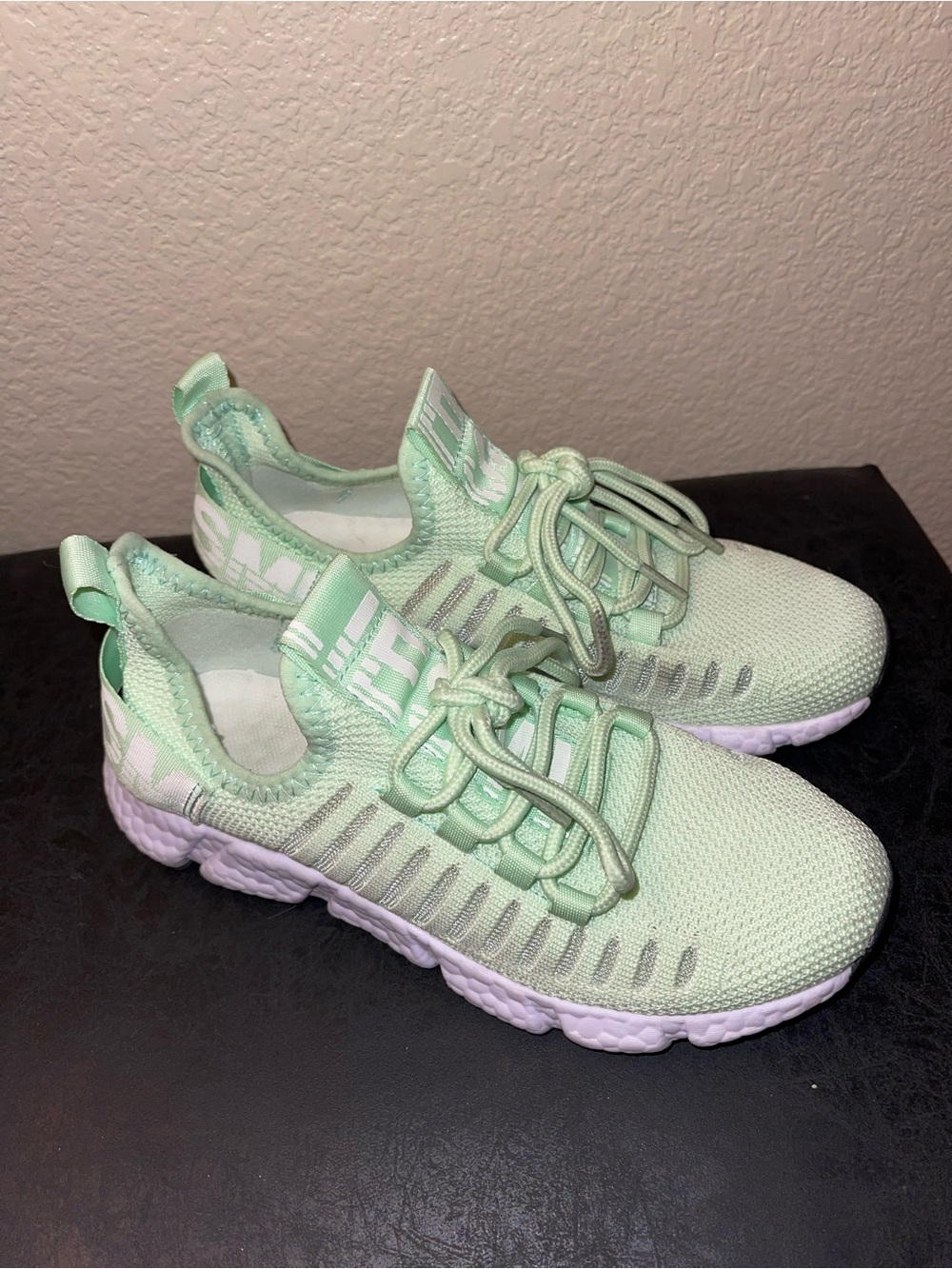 Women's Mint Green Knit Athletic Sneakers - Lightweight Comfort